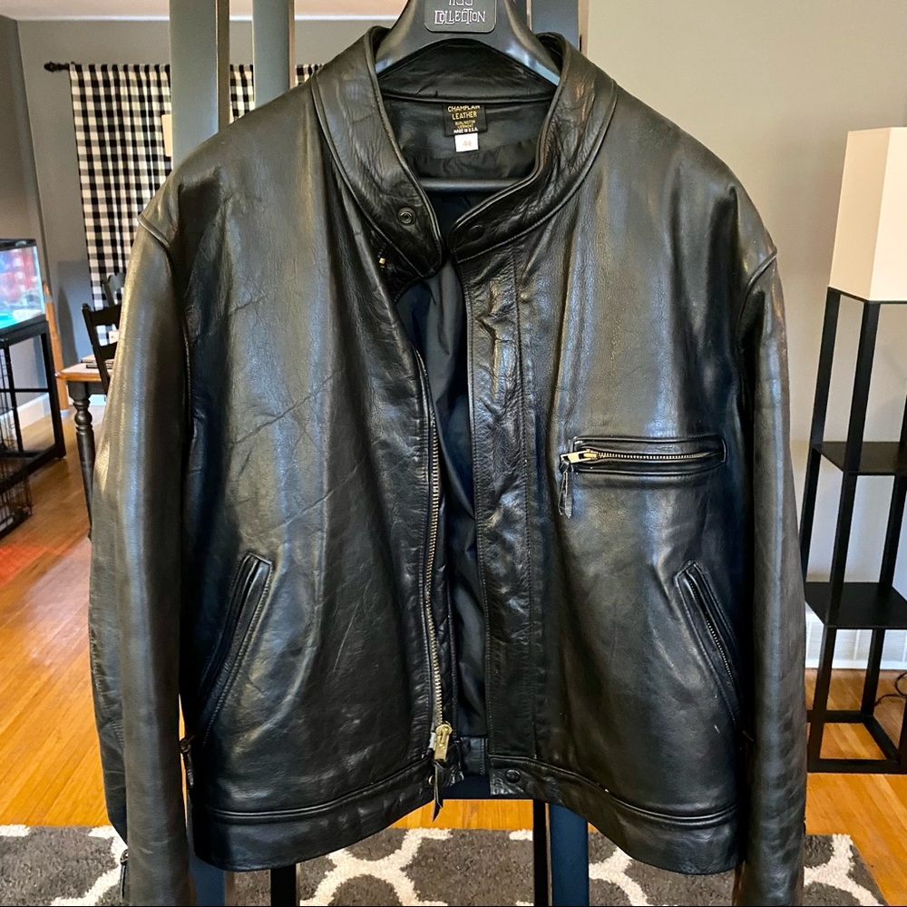 Champlain Leather Racer Jacket Mens 44